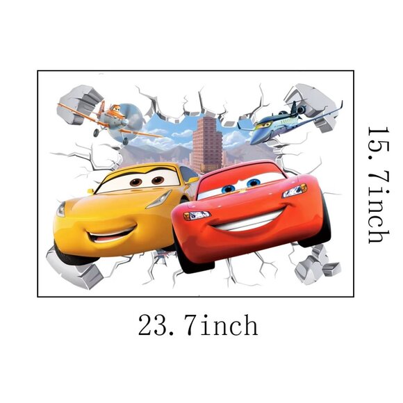 3D Broken wall Lightning McQueen & Cruz Ramirez Wall Sticker - Picture 2 of 10